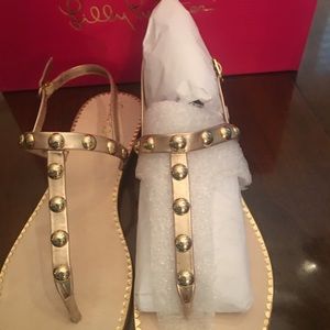 Lily Pulitzer gold sandals NEW in box!